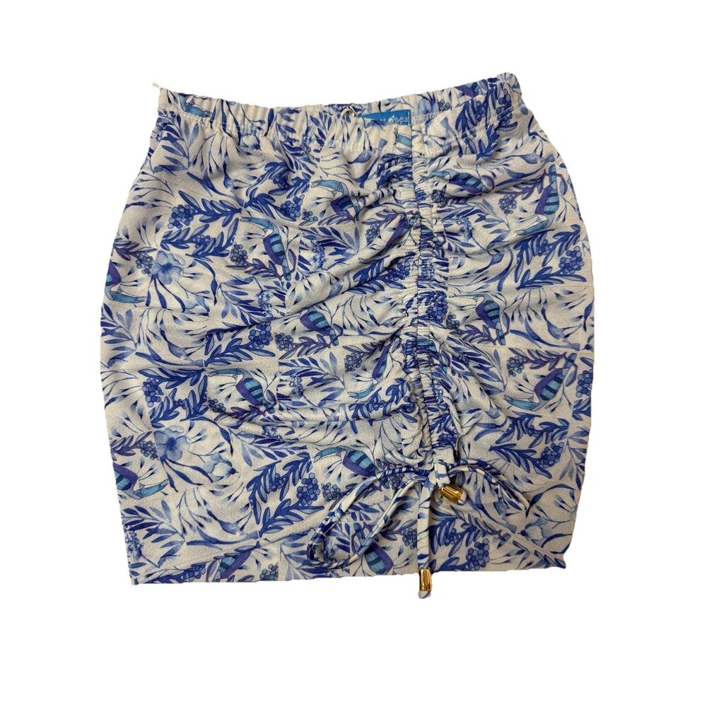 Planet Sea Girls Cover Up Skirt Girl 8 Y Blue Tropical Ruched Drawstring Mini